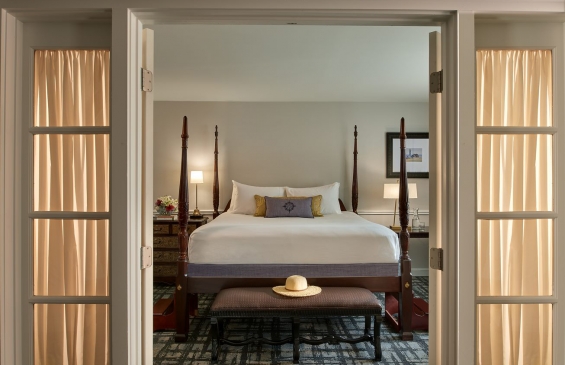 A view to the bedroom in a Bellevue Suite.