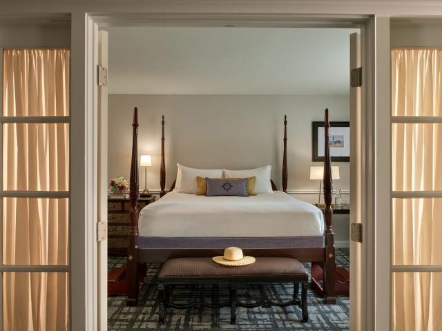 A view to the bedroom in a Bellevue Suite.