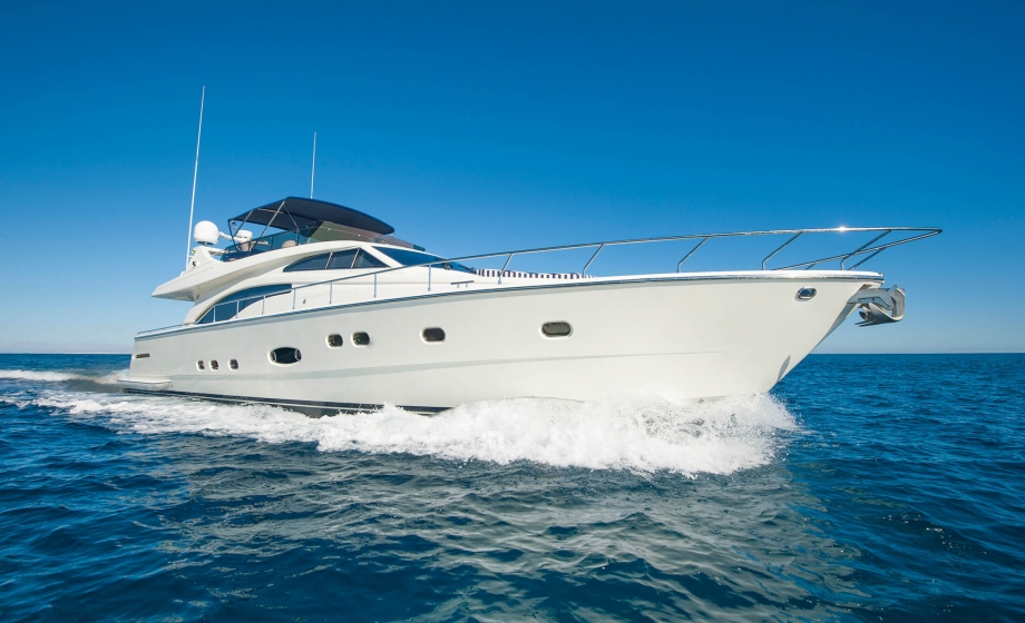 A yacht sailing in the ocean.