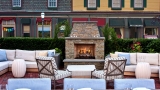 One Bellevue patio with fireplace