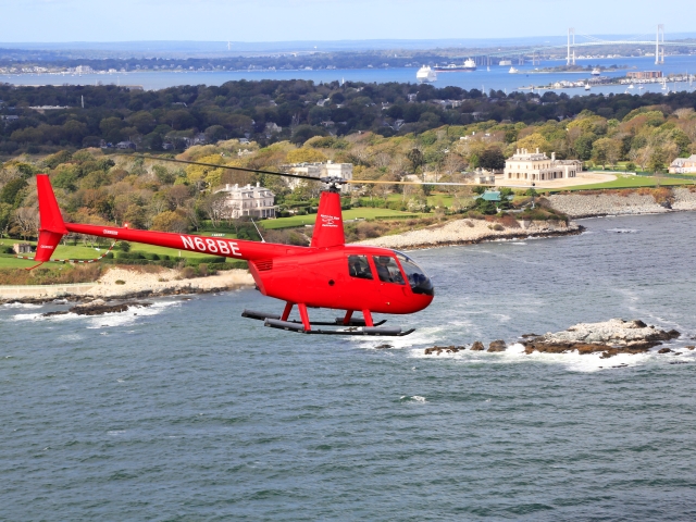 helicopter over water