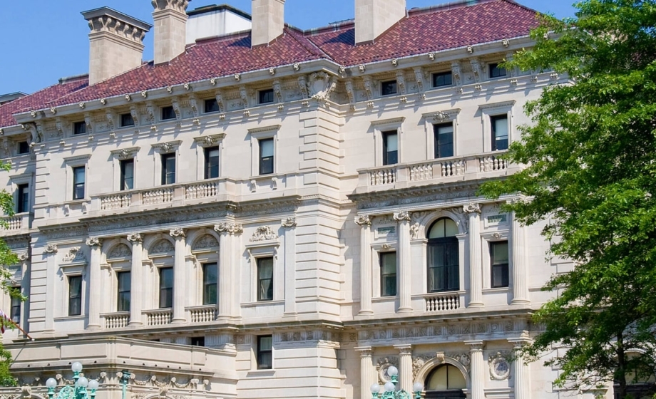 Exterior shot of the Breakers Mansion