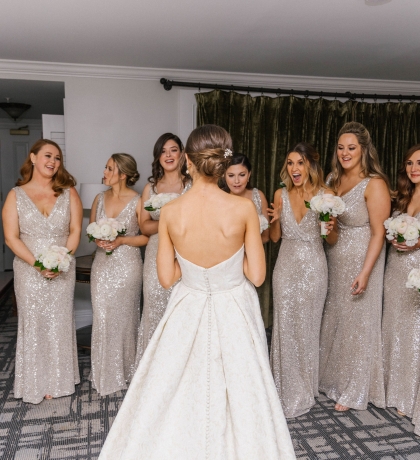 Bride and bridesmaids first look