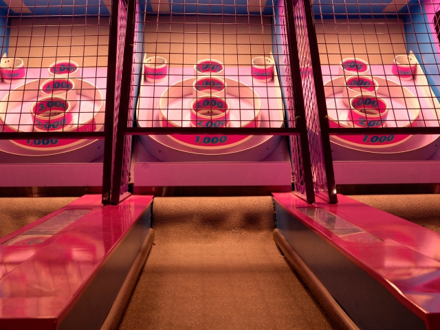 Ski ball at an arcade